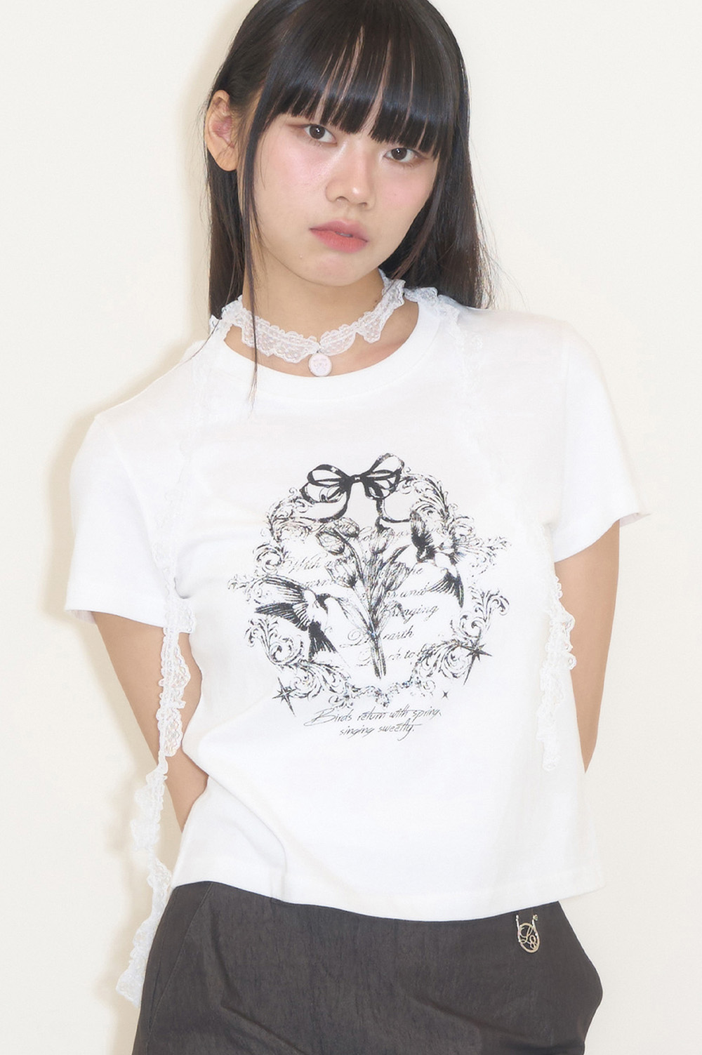 チューリップルーズセミTシャツ_ホワイト | ILLIGO | HANA(ハナ) #1