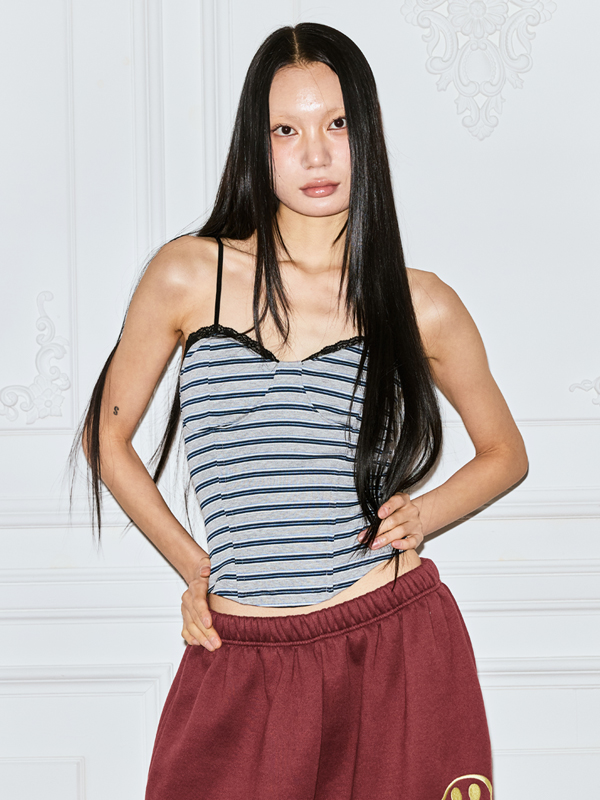 レースストライプコルセット_グレー | THE MYSTERIOUS HOTEL | HANA(ハナ) #1