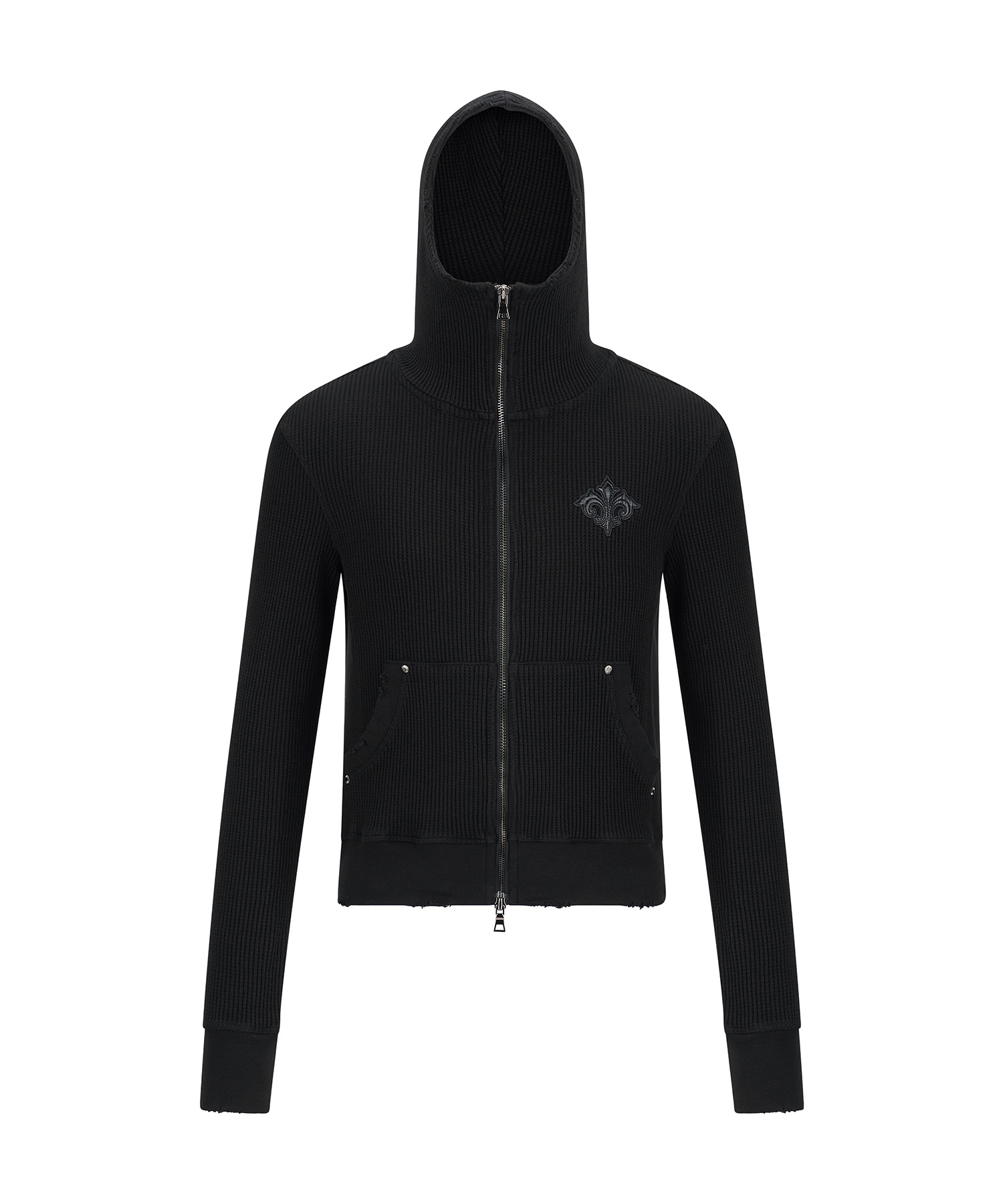 マジェスティ ワッフル フーディー ジップアップ_[ブラック] | LECYTO | HANA(ハナ) #1