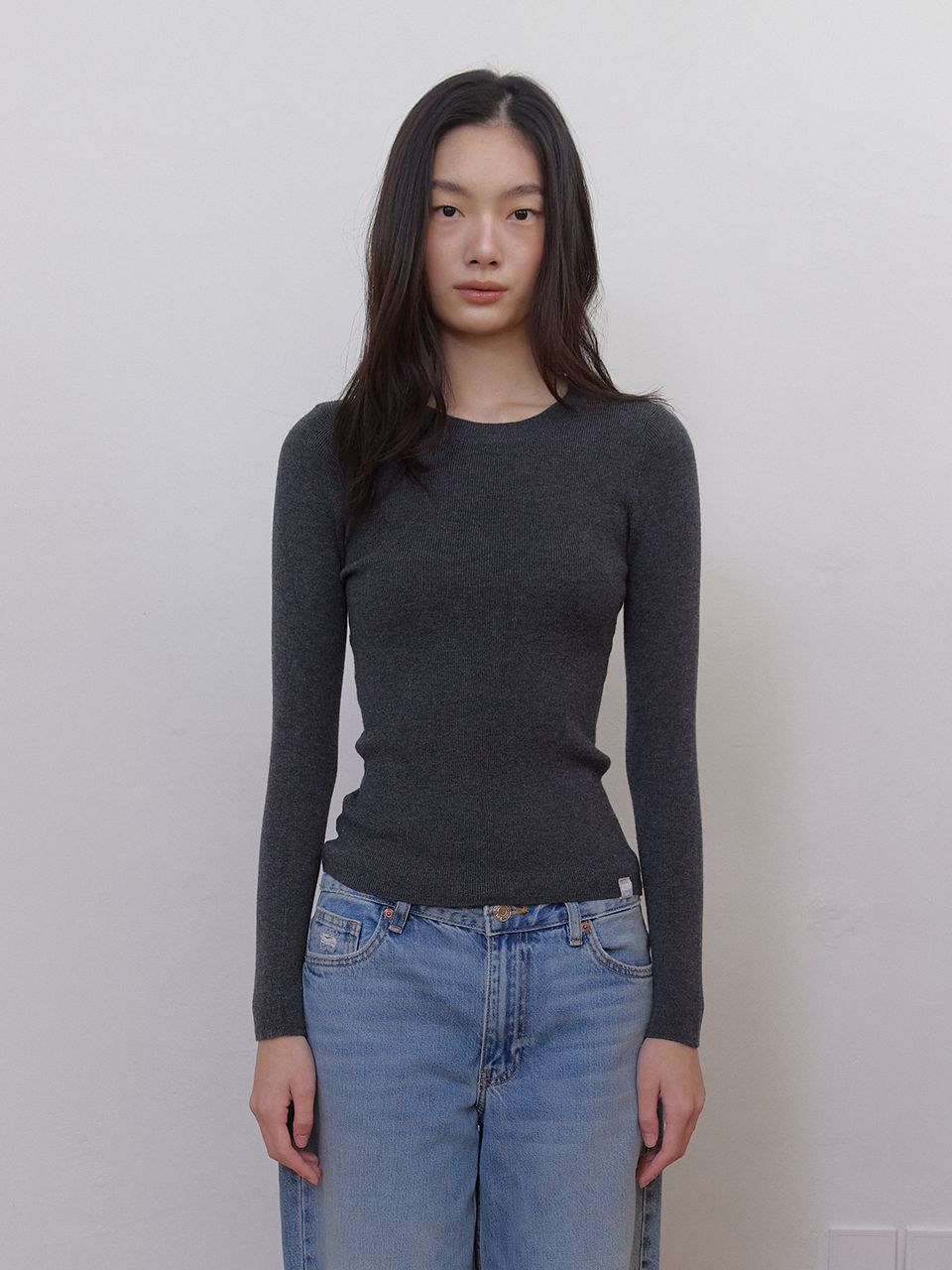 AS BASIC ウールラウンドニット (ダークグレー) | ASURA | HANA(ハナ) #1