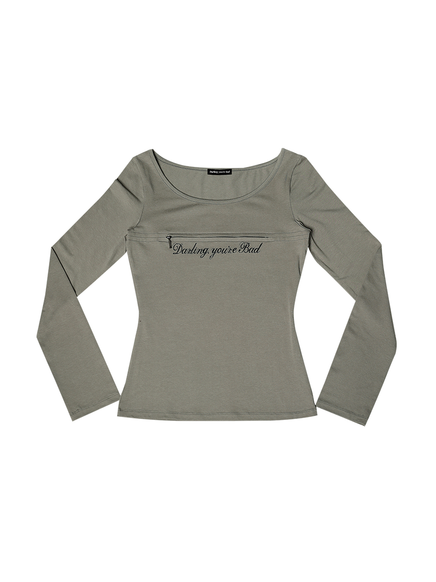 アンジップロゴTシャツ(Cursive ver.) #カーキ | Darling You Are Bad | HANA(ハナ) #1