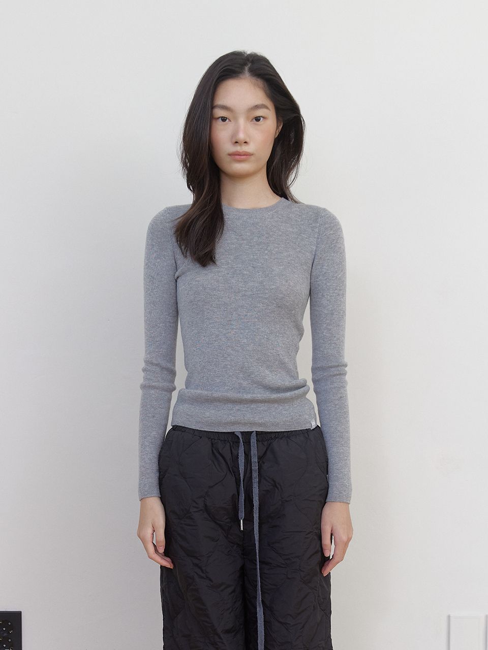 AS BASIC ウールラウンドニット (グレー) | ASURA | HANA(ハナ) #1