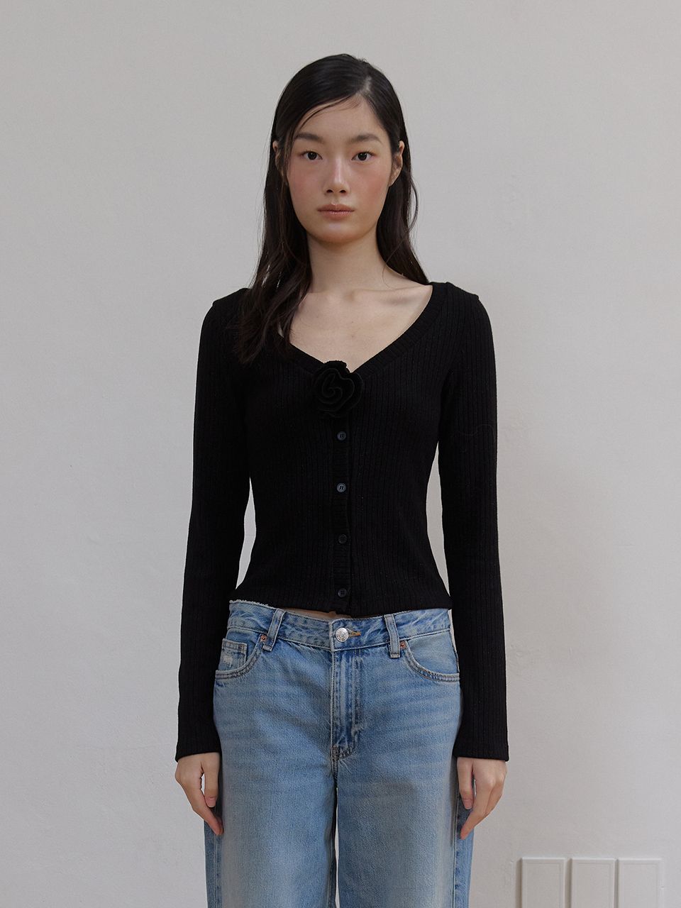 フラワースパンコールカーディガン (ブラック) | ASURA | HANA(ハナ) #1