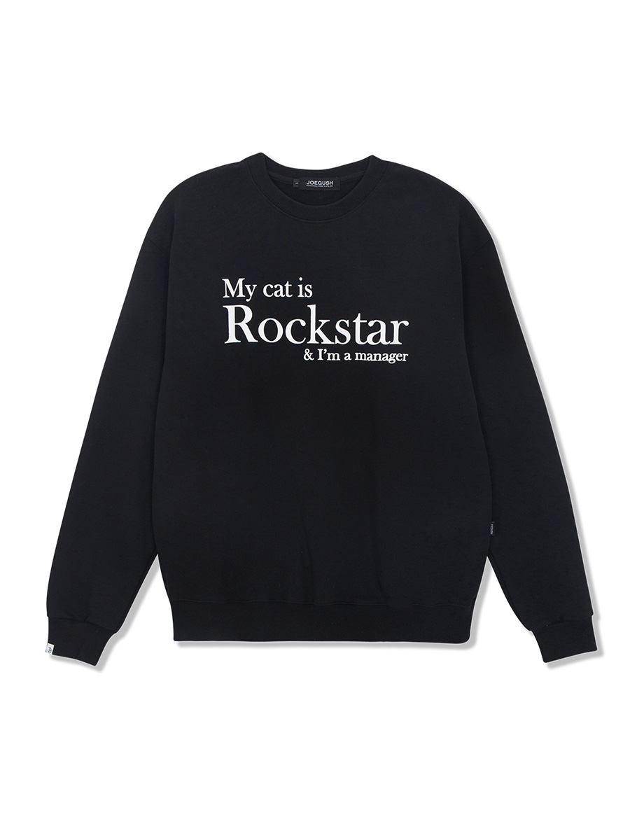 My cat is Rockstar スウェットシャツ (ブラック/ホワイト) | JOEGUSH | HANA(ハナ) #1
