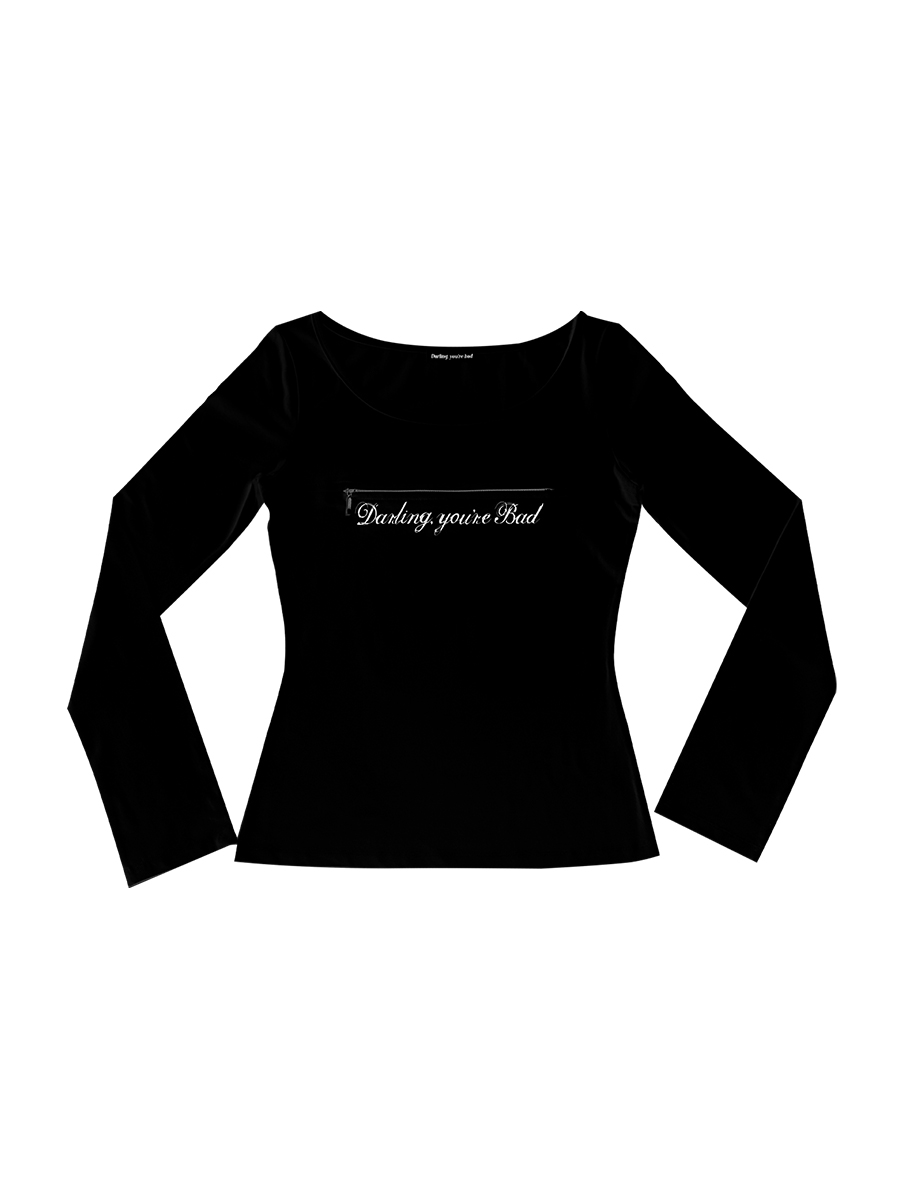 アンジップロゴTシャツ(Cursive ver.) #ブラック | Darling You Are Bad | HANA(ハナ) #1