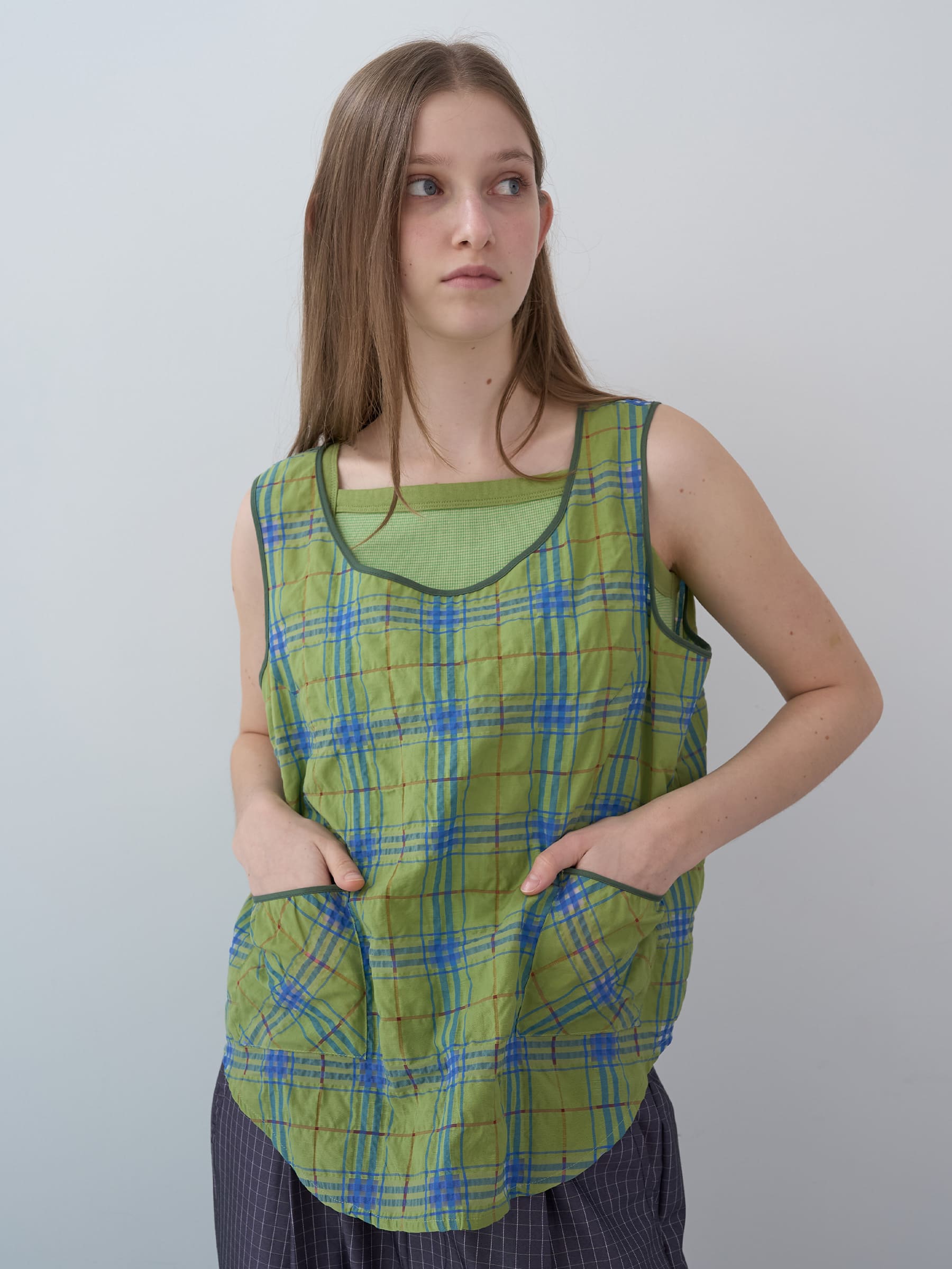 シャーリングポケットスリーブレストップ（グリーン） | ENZO BLUES | HANA(ハナ) #1