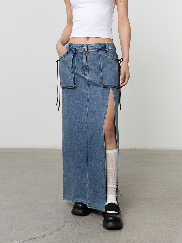 スリットデニムマキシスカート（ブルー） | THREE TO EIGHTY | HANA(ハナ) #1