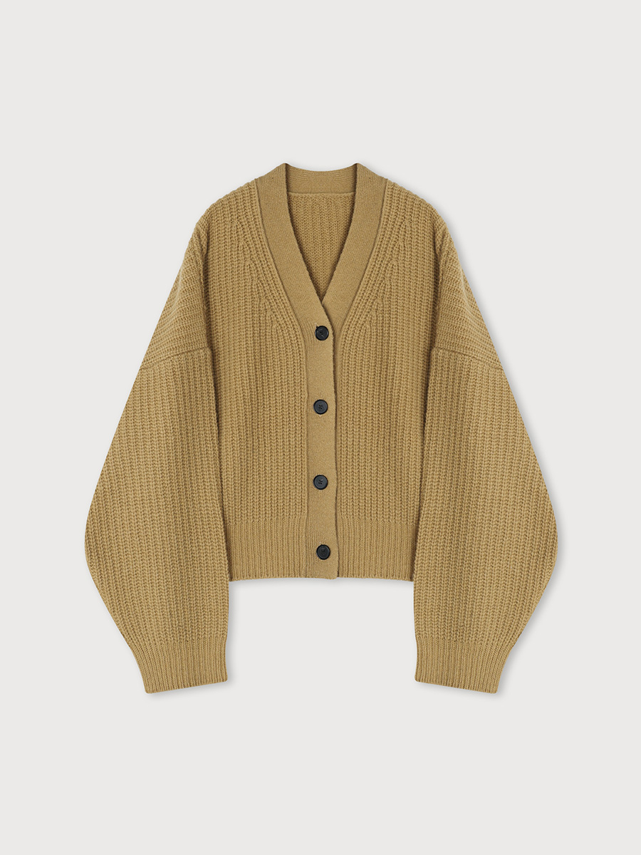 OVERFIT BULKY CARDIGAN_OLIVE | ETHOS | HANA(ハナ) #1