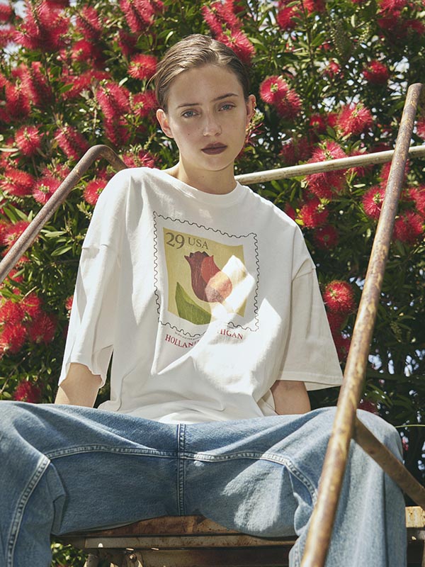 チューリップ Tシャツ_ホワイト | BONRROW | HANA(ハナ) #1