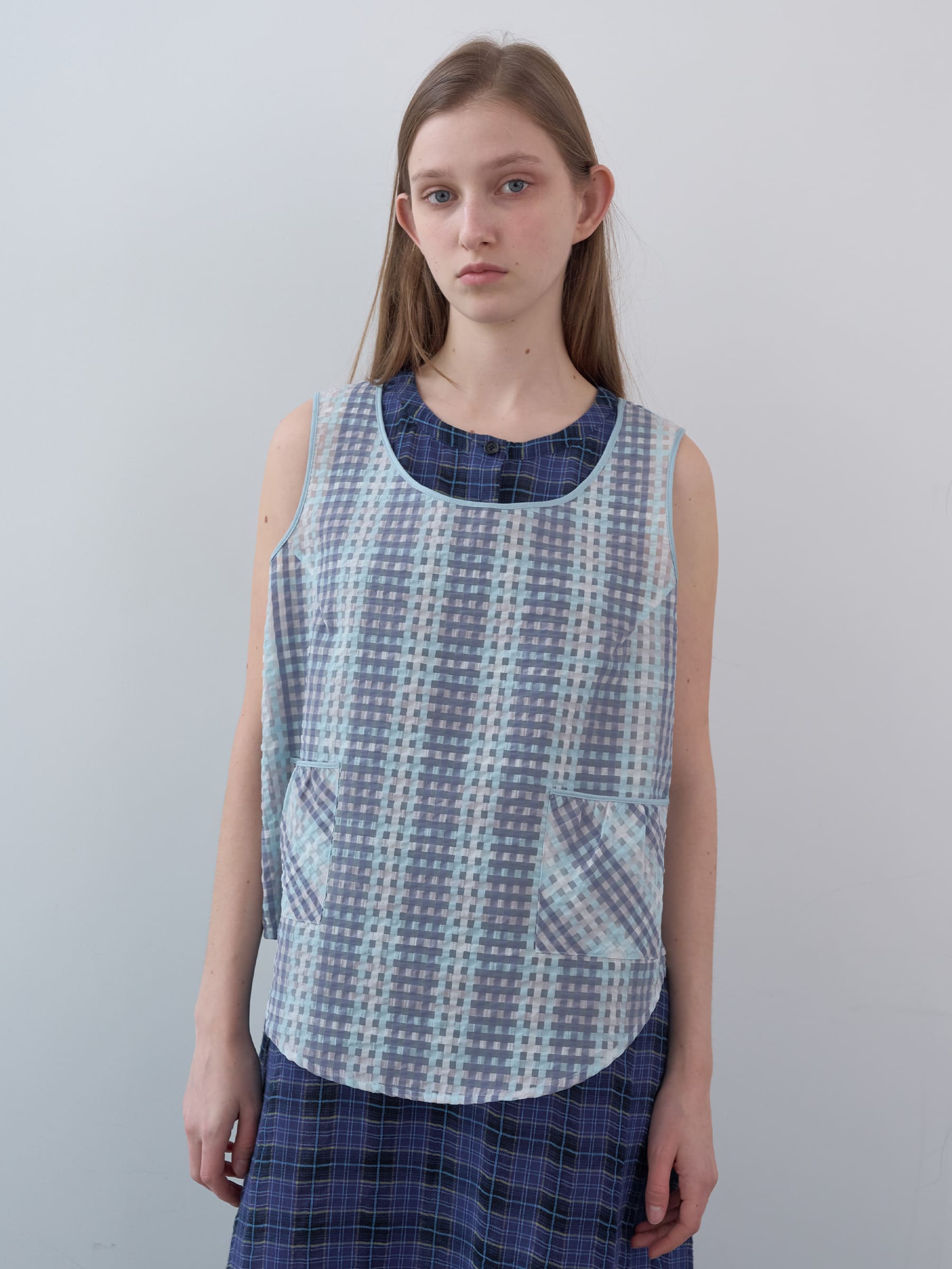 シャーリングポケットスリーブレストップ（スカイ） | ENZO BLUES | HANA(ハナ) #1