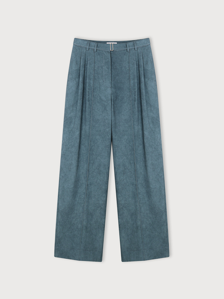 COTTON BELTED PANTS_WASHED BLUE | ETHOS | HANA(ハナ) #1