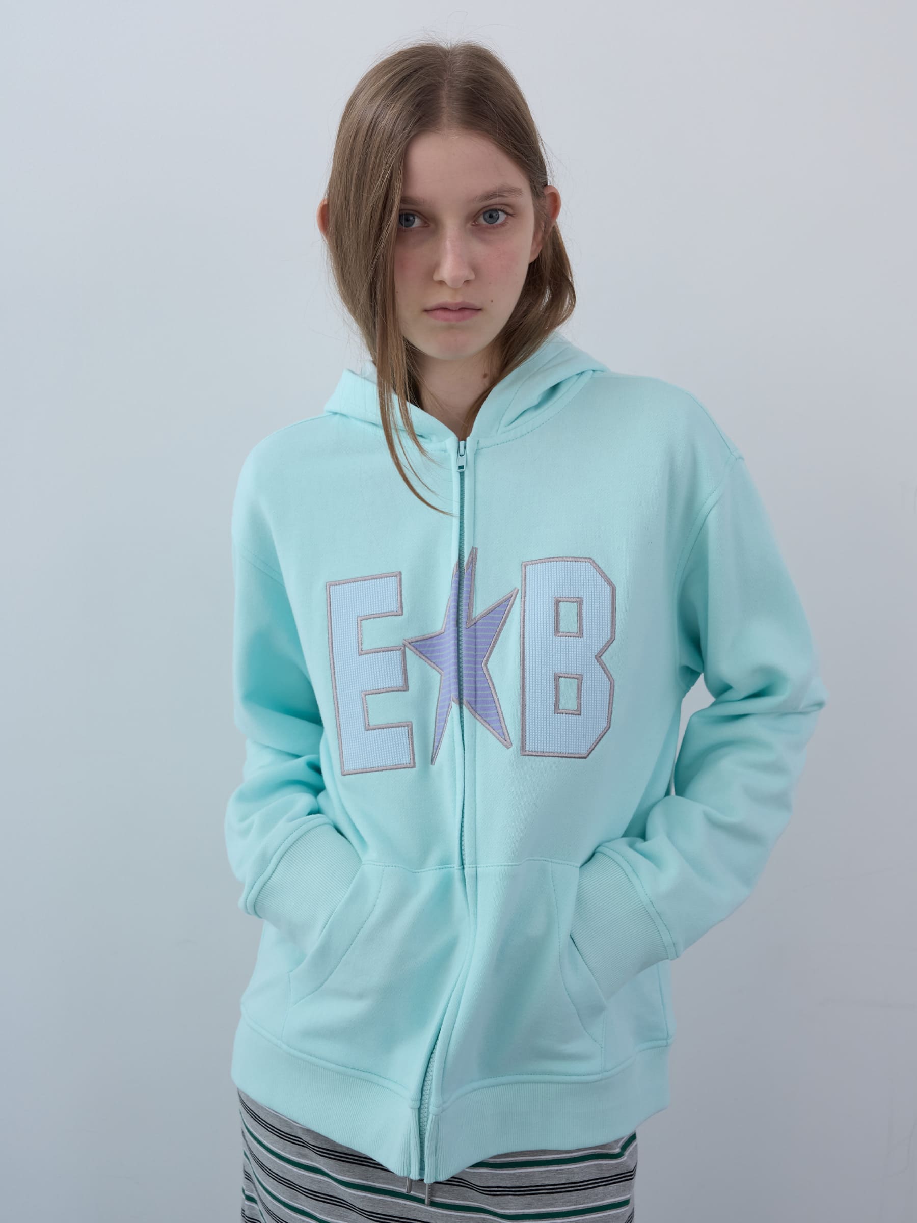 ワッフルパッチジップアップパーカー (スカイ) | ENZO BLUES | HANA(ハナ) #1