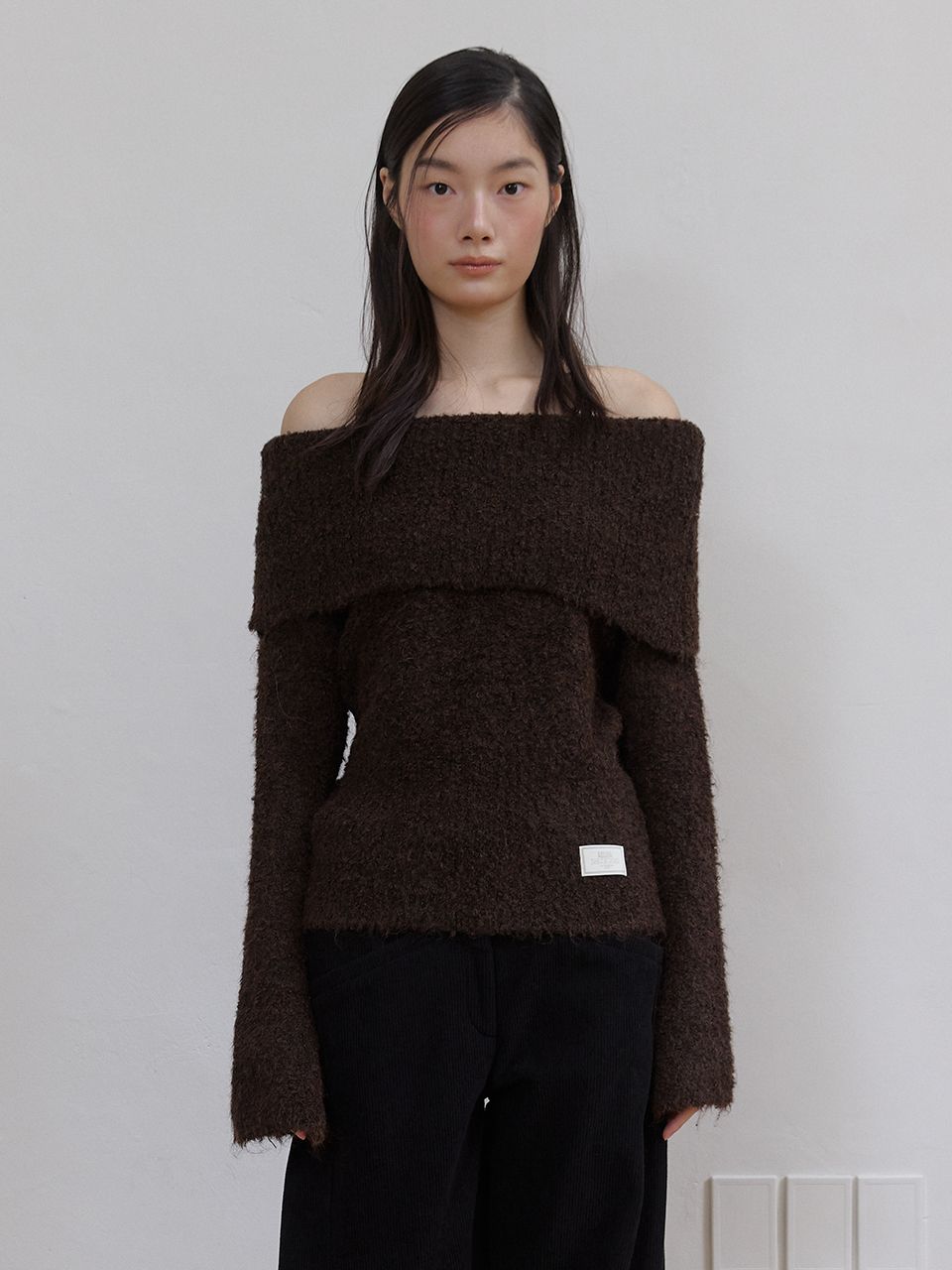 コージーウールオフショルダーニット（ブラウン） | ASURA | HANA(ハナ) #1