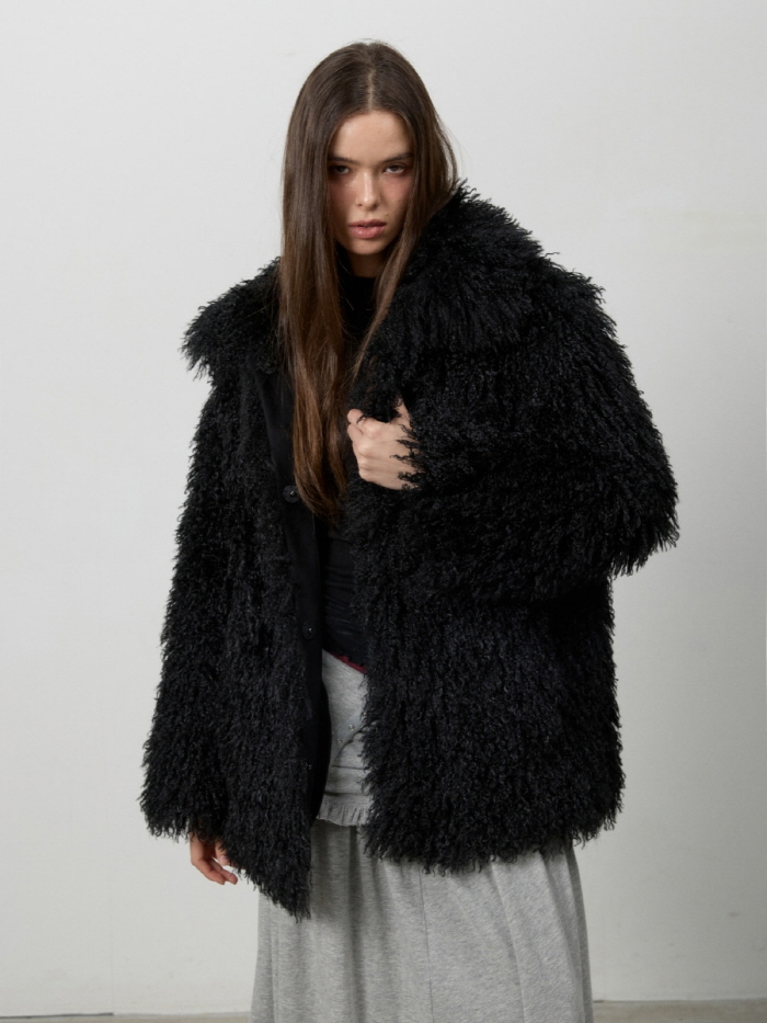 フラッフィーフェイクファージャケット（ブラック） | THREE TO EIGHTY | HANA(ハナ) #1