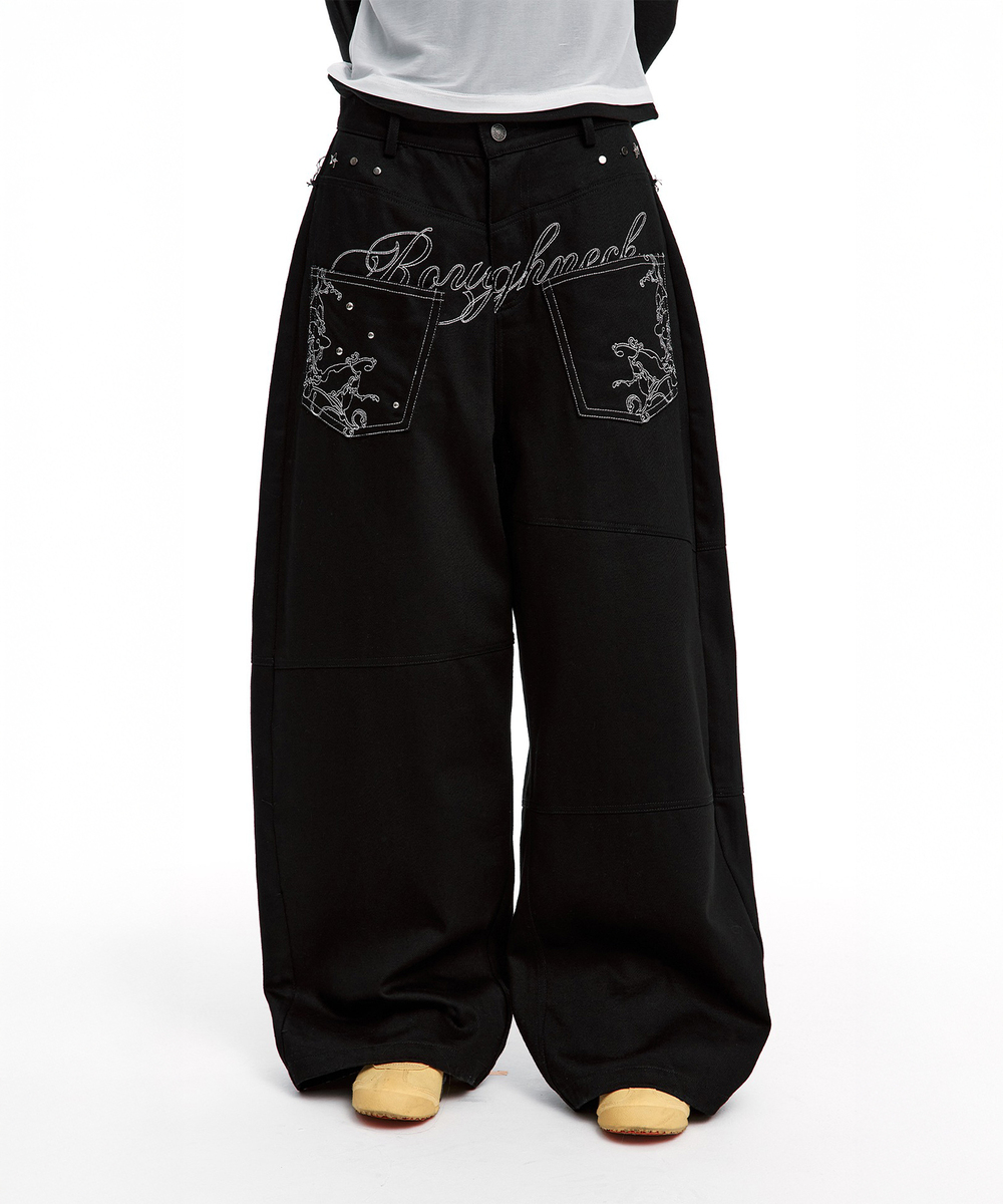 バックフレア カーブドパンツ（ブラック） | ROUGHNECK | HANA(ハナ) #1
